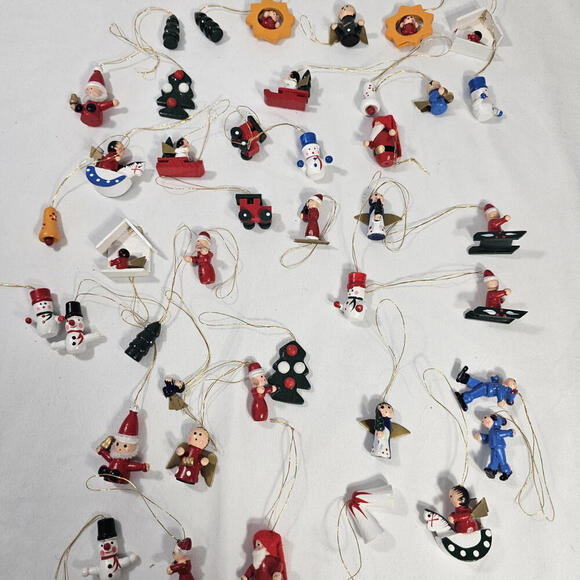 Other - Lot of 42 Vintage Wooden Christmas Tree Ornaments Andles Ect. Small